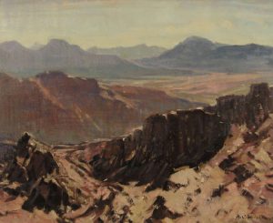 Alfred Crocker Leighton: UNTITLED (OVERLOOKING THE MOUNTAINS)