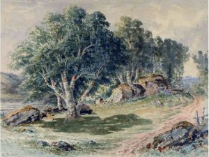 Henri Perre: UNTITLED (TREES ON A ROCKY OUTCROP)