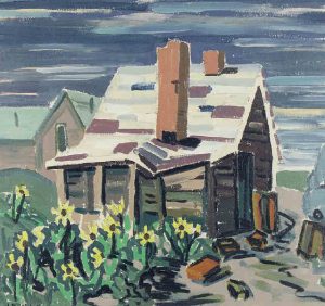 Janet Mitchell: SUNFLOWERS AND SHACK