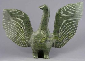 Unidentified Inuit Artist: UNTITLED (BIRD STANDING WITH RAISED WINGS)