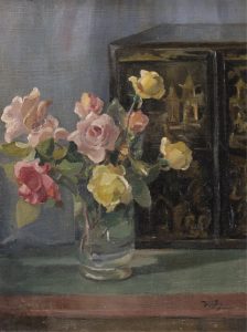 Francois de Blois: STILL LIFE – ROSES AND CHINOISERIE BOX