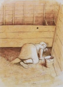 William Kurelek: SKETCH FOR “THE EGG THIEF”