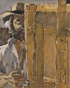 Robert F. M. McInnis: SELF PORTRAIT IN BLUE AND YELLOW OCHRE