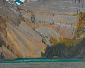 James Edward Hervey MacDonald: CLIFFS AND MOUNTAIN LAKE