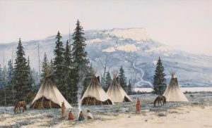 Paul Surber: ENCAMPMENT BY A MOUNTAIN RIVER