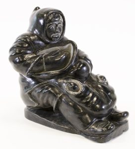 Pauloosie Kan (Kanaju): SEATED HUNTER WITH SKIN BAG
