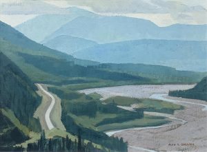 Alan Caswell Collier: THE ALASKA HIGHWAY, MILE 407.5, IN NORTHERN B.C. BESIDE MCDONALD RIVER