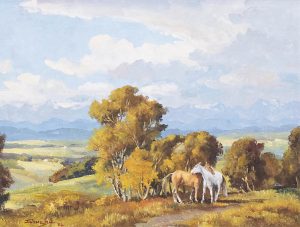 Duncan Mackinnon Crockford: TWO FRIENDS, TOP OF COCHRANE HILL, WEST OF CALGARY, ALBERTA
