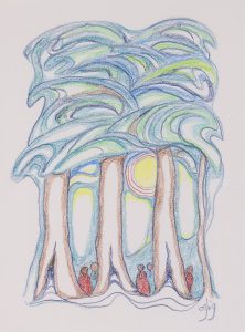 Daphne Odjig: UNTITLED, FIGURES IN THE TREES