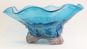 Mark Gibeau: FACE SERIES FLUTED BOWL –  TURQUOISE
