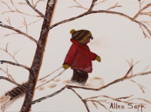 Allen Sapp: LITTLE FELLOW GOING SLEDDING