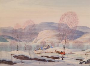 Graham Noble Norwell: LAURENTIAN WINTER SCENE WITH HORSE AND SLEIGH