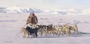 Norman Kelly: NORTHERN SCENE WITH DOG SLED TEAM