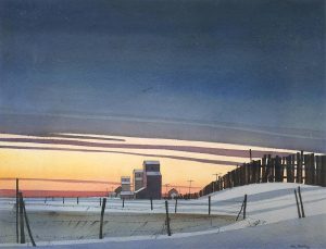 Mel Heath: GRAIN ELEVATORS AT SUNSET