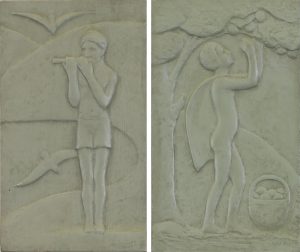 Florence Wyle: CLASSICAL FIGURE WITH FLUTE / CLASSICAL FIGURE PICKING FRUIT