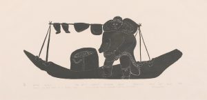 Juanisialu Irqumia: WOMAN CARRYING WATER IN A SEALSKIN BAG
