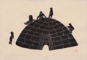 Peter Aliknak: CHILDREN PLAYING ON IGLOO