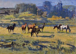 Jack King: HORSES GRAZING ON AN OPEN RANGE