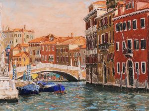 Horace Champagne: MORNING MARKET IN VENICE (PONT D. GUGLIE, CANAL DI CANNAREGIO)