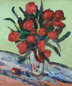 William Lewy Leroy (Roy) Stevenson: RED FLOWERS ON GREEN