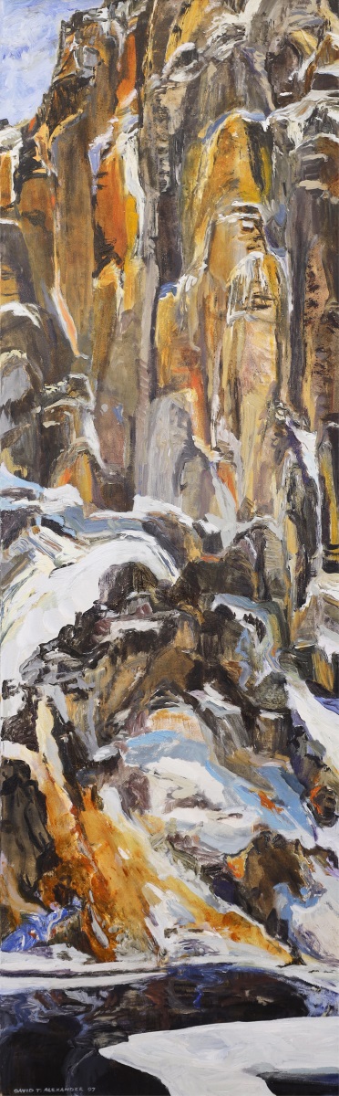 David T. Alexander 500' STANDING STONES WITH NO INSCRIPTIONS; 1997 acrylic on canvas 77.5 x 24.25 in.