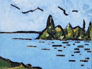 Lorenzo Dupuis: SUMMER LANDSCAPE, BIRDS OVER A LAKE