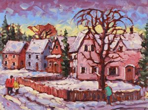 Rod Charlesworth: WINTER STREET SCENE (VILLE DE LAURENTIDES)
