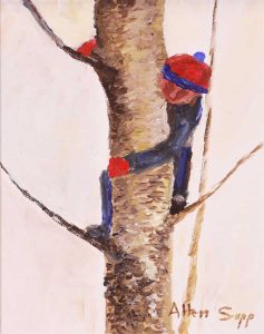 Allen Sapp: BOY CLIMBING A TREE