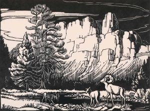Margaret Dorothy Shelton: SHEEP AT CASTLE MOUNTAIN