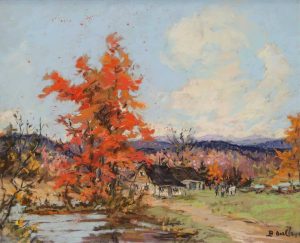 Berthe Des Clayes: LITTLE FARM ON THE RIVER (THE RED MAPLE)