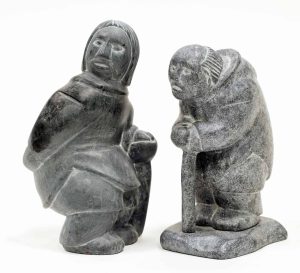 Johnny Iquliq (2): TWO FIGURES (WOMAN AND OLD MAN)