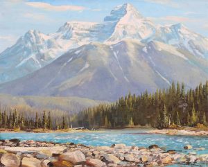 Duncan Mackinnon Crockford: MT. FRYATT AND ATHABASCA RIVER, JASPER PARK, ALBERTA