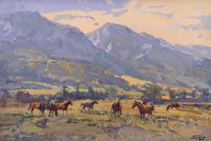 Jack King: HORSES GRAZING IN A MOUNTAIN MEADOW
