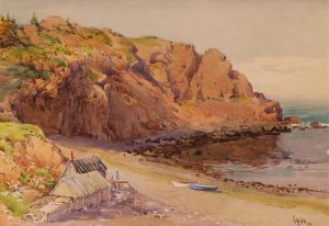 Robert Ford Gagen: COVE WITH BOATS AND FISHING SHEDS