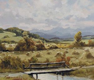 Duncan Mackinnon Crockford: THE FOOTBRIDGE ON THE OLD CONSTABLE RANCH NR PRIDDIS, ALTA