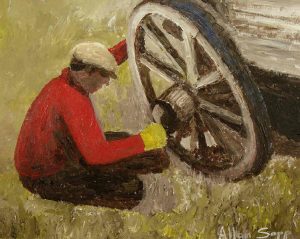 Allen Sapp: REPAIRING THE WHEEL ON THE FARM