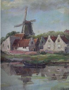 Dutch School: DUTCH HOUSES AND WINDMILL