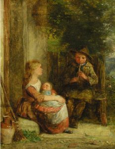 European School: MOTHER AND CHILD LISTEN AS FATHER PLAYS THE FLUTE