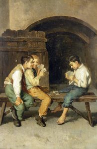 Michele Ricci: THREE BOYS PLAYING CARDS