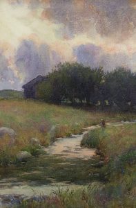 Charles MacDonald Manly: CABIN BY A CREEK