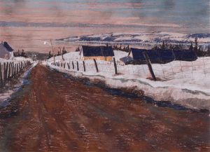 Horace Champagne: FULL MOON ON ILE AUX COUDRES IN MARCH (LES EBOULEMENTS, P.Q.)
