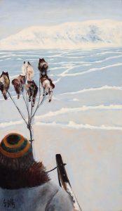 Gabriel Joseph Gely: DOG TEAM ON NEW ICE, NASAK COUNTRY NEAR CLYDE RIVER