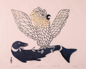 Pitseolak Ashoona: OWL WITH FISH