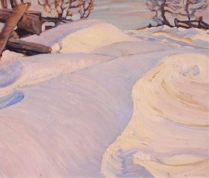 Doris Jean McCarthy: SNOW DRIFTS AND FENCE LINE