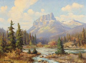 Duncan Mackinnon Crockford: CASTLE MOUNTAIN AND BOW RIVER, ALTA