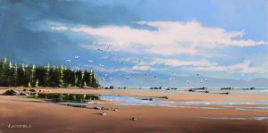 Allan Dunfield: RIDING THE WIND (QUALICUM BEACH, VANCOUVER ISLAND, START OF THE HERRING SEASON)
