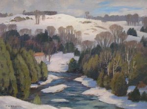 Frederick Henry Brigden: WINTER LANDSCAPE WITH ROLLING HILLS AND RIVER VALLEY