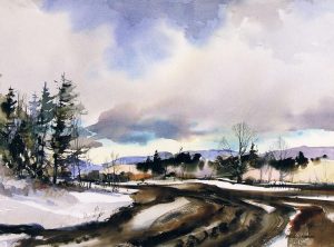 Brian M. Atyeo: COUNTRY ROAD WITH DISTANT MOUNTAINS