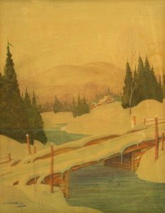 Graham Noble Norwell: SNOW COVERED BRIDGE AND CABINS