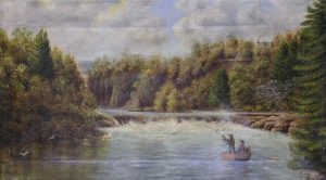 Canadian School: FISHING BELOW THE RAPIDS
